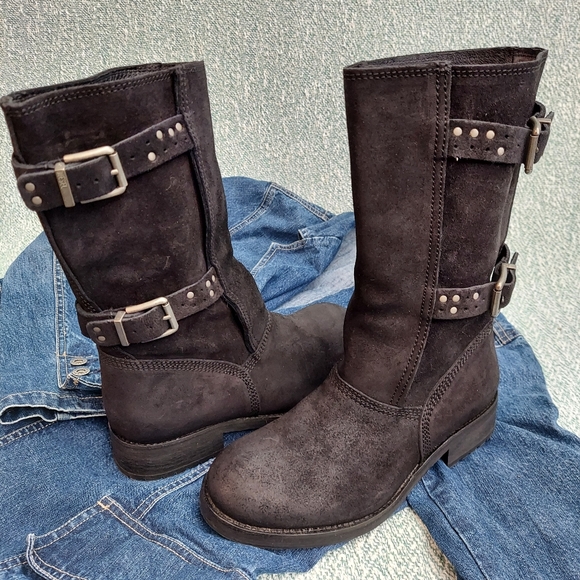 Diesel Oiled Suede/Leather Moto Boots - Picture 2 of 16